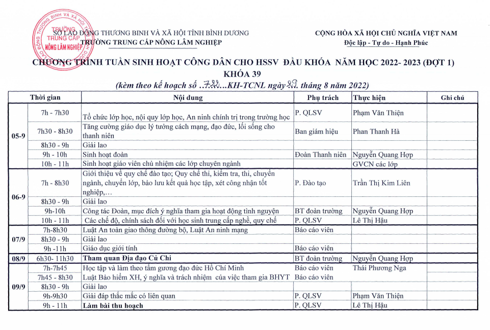 Chương trinh sinh hoạt công dân đầu khóa (Khóa 39)